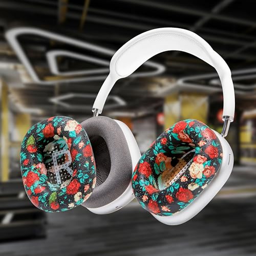 WC SweatZ Max - Patented Silicone Sweat Covers for AirPods Max 1 | Made by Wicked Cushions | (Does Not Fit AirPods Max 2). Sweatproof, Full Earpad Protection | Black Floral - color: Black Floral