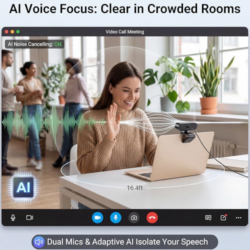 2K Webcam for PC Laptop,PDAF Auto Focus,Dual Noise-Canceling Mics | 1080P@60FPS Streaming Camera with 1/2.8''CMOS Sensor,Privacy Cover,Plug & Play for Gaming/Zoom/Skype/Teams/Live Streaming - size: 2k