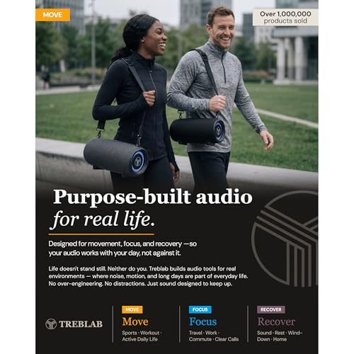 TREBLAB HD-Max Loud Portable Wireless Bluetooth Speaker, 60W IPX7 20H | RGB Power bank Outdoor Speaker, TWS Stereo Pairing, Carry Strap & Deep Bass for Backyard Parties, USB-C Charging - color: Black