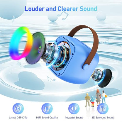 Mini Karaoke Machine for Kids Adults: Portable Bluetooth Karaoke Speaker with 2 Wireless Microphones, Karaoke Gifts for Girls Boys Ages 4-12+ Years Old Christmas Birthday Home Party(Navy Blue) - color: Navy Blue