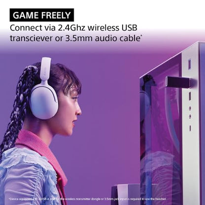 Sony INZONE H5 Wireless Over-Ear Gaming Headset PS5 Headphones, White | Plug & Play, Personalized 360 Spatial Sound, For PC/PS5/Console, 28 Hr Battery, 2.4Ghz Wireless and 3.5mm Audio Jack - color: White
