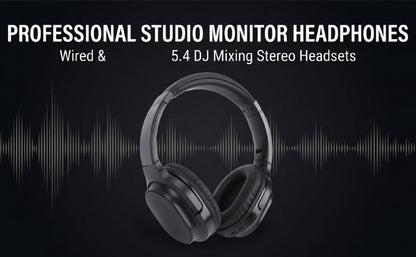 Zopsc Wireless Bluetooth 5.4 Studio Monitor Headphones Over Ear, 40mm Drivers HiFi Stereo, Wired Wireless Headset for Recording Mixing DJ Guitar Amp PC, 6.35mm 3.5mm.