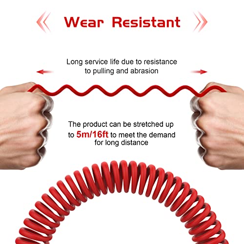 Saipomor NC700 AUX Cord 2.5mm to 3.5mm&6.35mm Coiled Audio Cable Compatible with Bose QuietComfort 25 QC35 QC35II QC45 On-Ear2 OE2 OE2i Soundlink SoundlinkII SoundTrue Headphones(6~16ft/Red)