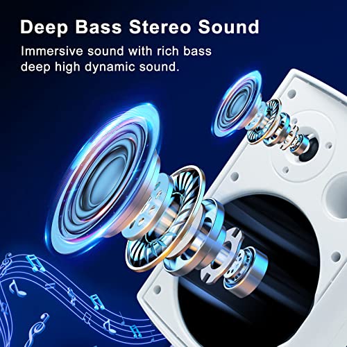 Herdio 800W 6.5 Inch Outdoor Speakers Bluetooth Waterproof Wired with Superior Amplifier, Wall Mounted Sound System, Enhanced Bass & Durable, Mountable Swivel Brackets, for Patio Home (2 Pairs, White) - color: White