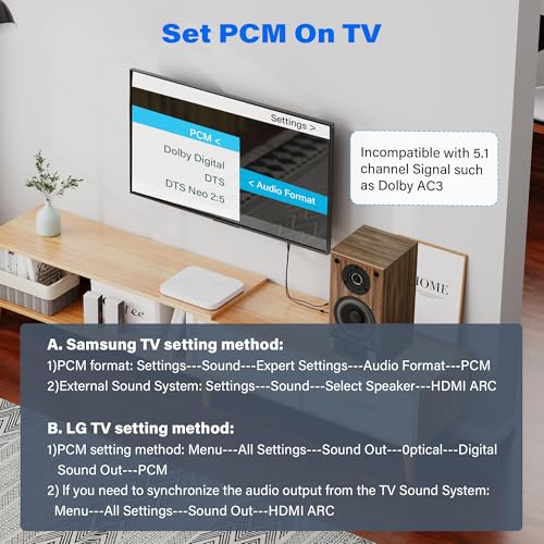Unidirectional 192KHz HDMI ARC/eARC to Optical Toslink SPDIF Audio Extractor Splitter Converter Cable 6 Ft, USB Powered Digital Adapter for HDTV to Soundbar Home Theater Amplifier Old Speaker - size: 6FT