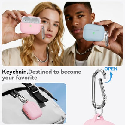 Ljusmicker for AirPods Pro 3 Case 2025 with Cleaner Kit,Pink | Soft Silicone Protective Cover for Apple AirPod Pro 3rd Generation Case with Keychain for Women Men,Shockproof - color: B-Pink