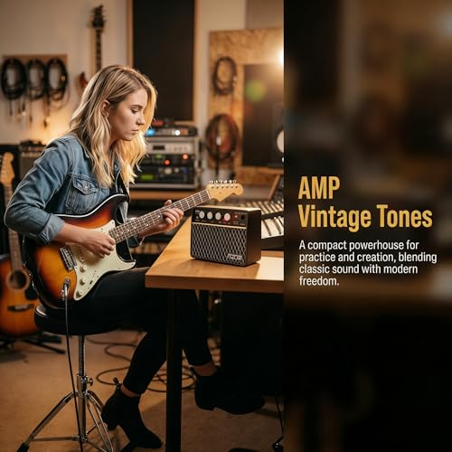 AZOR 10W Mini Guitar Amp, Rechargeable Portable Amp for Travel | Clean/Drive switchable, 6H battery life, 3.5mm headphone jack for silent practice, lightweight for travel
