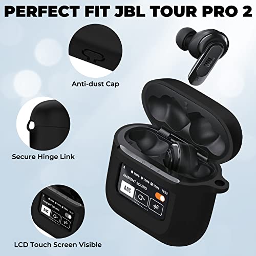 for JBL Tour Pro 2 Case Cover, LCD Touch Screen Visible - color: Black, size: JBL Tour Pro 2