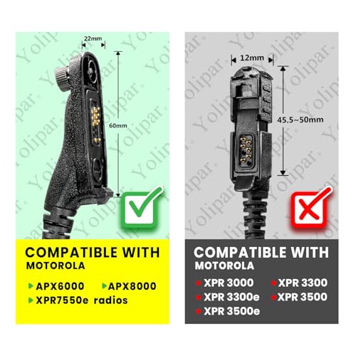 Two-Wire APX6000 XPR7550 Earpiece Surveillance Compatible with Motorola Radio APX4000 XPR7380 XPR7580 XPR7350e XPR7380e XPR7550e XPR7580e Walkie Talkie with PTT Mic Transparent Tube Headset