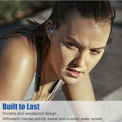 Wireless Neckband Earbuds Headphones for Kids Women Small Ears w Microphone | 12H Playtime, 10M Bluetooth 5.0, IPX5 Sweatproof, Secure Over Ear Hook for Sports Running Workout, for Cell Phone Tablet