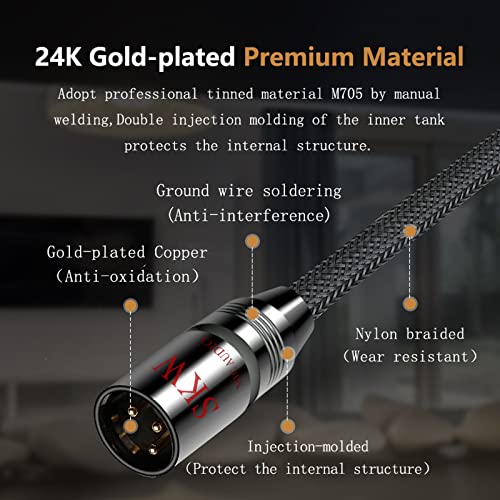 SKW Single Mic XLR Cable, XLR Male to Female Microphone Cables Nylon Jacket 32.8ft/10M | mic cord, dual foil braid shielding, self-locking connectors, for Shure SM7B Rode mixer preamp audio interface studio podcast