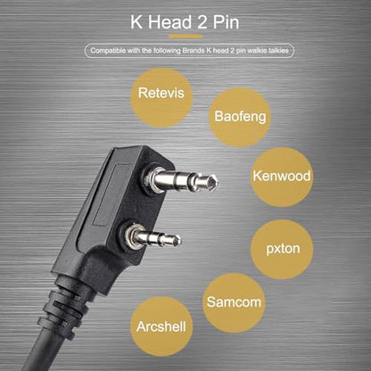 Retevis Noise Reduction Radio Headset with Mic,Racing Headset,1 Pack | Elastic Metal Bracket,for RT21 RT68 RT86 RT22,Compatible with Baofeng UV-5R/5RM, Pxton Radio,2 Way Headset Communication