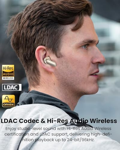 TOZO NC20 Pro Active Noise Cancelling Wireless Earbuds, Smart LCD Screen | LDAC Hi-Res Audio, Stereo Bass, 6 Mics AI Call Ear Buds, 80H Playtime, IPX8 Waterproof, 32 EQ via App, Wireless Charging - color: Titanium Gold