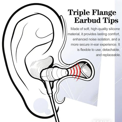 9 Pairs Replacement Earbud Tips Triple Flange Ear Tip for Most in Ear Headphones (Inner Hole 3.8mm) Earbud Covers Triple Flange Noise Isolate Silicone Ear Bud Tips, Black S M L