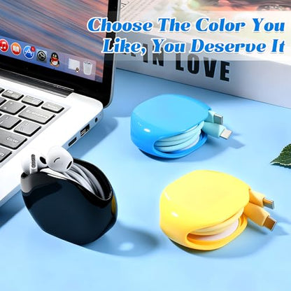 Automatic Cord Reel, Retractable Hidden Cable Reel, for USB Cable Headset Cord Charger Cable for Travel and Organization (3PCS)
