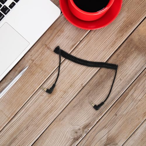 Zerodeko Coiled 3.5mm Stereo Aux Audio Cable Right Angle Connectors Portable for Home Car Audio Devices