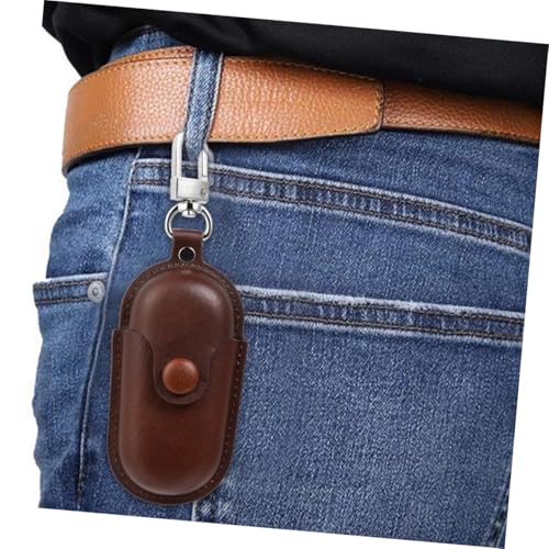 Uonlytech Portable Earphone Holder Case for in-Ear Headphones, Dustproof Waterproof Storage Bag, Dark Brown Protective Cover for Travel and Camping