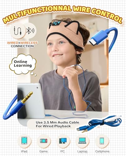 KIDSBAND Kids Headphones, Over On The Ear Toddler/Baby Headband Headphones - Volume Limited with Thin Speakers & Soft Headband No Pressure On Ears, for Learning/Plane/Travel/Tablet/Computer/Sleep - color: DesertYellow
