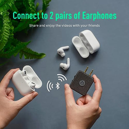 ADAM elements EVE II 2-in-1 Bluetooth Transmitter Receiver, Wireless Audio Adapter with Foldable Dual 3.5mm AUX Plugs for Airplane in-Flight Systems, Nintendo Switch, TV & Car Stereo