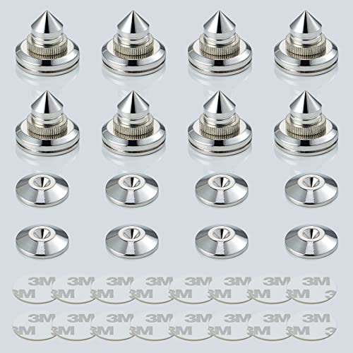Speaker Spikes Adjustable Floor Protectors 8pcs with Adhesive, Sliver - color: Silver
