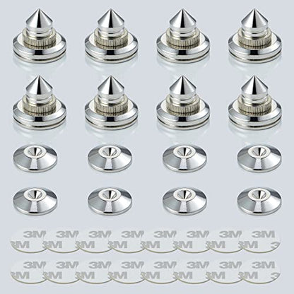 Speaker Spikes Adjustable Floor Protectors 8pcs with Adhesive, Sliver - color: Silver