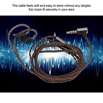2 Pin 0.78mm Headphone Cable with Mic Replacement Headphone Cable Upgrade Cord with Volume Control Pre Shaped Earhook for IEM Music Calls