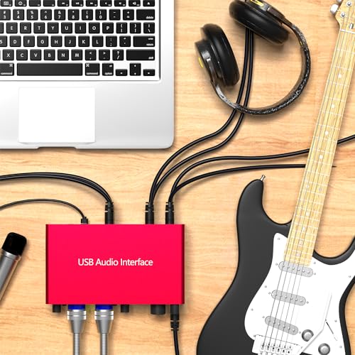 USB Audio Interface 4 Line Outputs & 2 Line Inputs with 48V Phantom Power 24Bit/192kHz for the Musicians, Vocalist, Podcaster, Works with Most DAWs and Recording Software(AR007-4 Line Outputs)