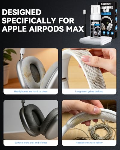 for Apple AirPods Max Headband Cleaner Kit - Restore Headband & Earcups with Deep Clean Foam, Soft Brush for Mesh Fabric, Removes Stains & Odors (4.1 Oz)