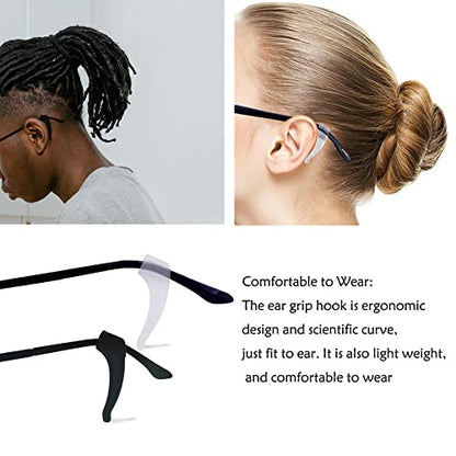 YINGFENG 22 Pairs Anti-slip Eyeglass Ear Grips Hook with Box, Kids and Adults Sport Eyeglass Strap Holder, Eyewear Retainer, Silicone Ear Hook - for Glasses Reading Glasses Retainers(11Black 11White) - color: Black White