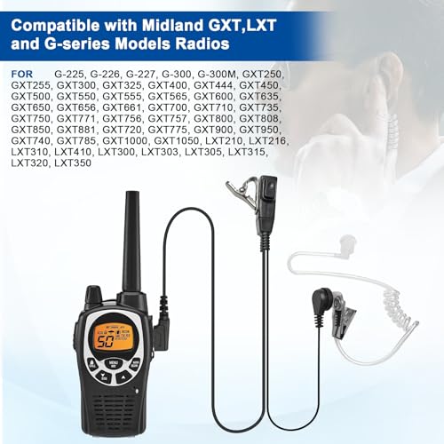 5 Pack AVPH3 Surveillance Earpiece with PTT/VOX Mic for Midland GTX1000