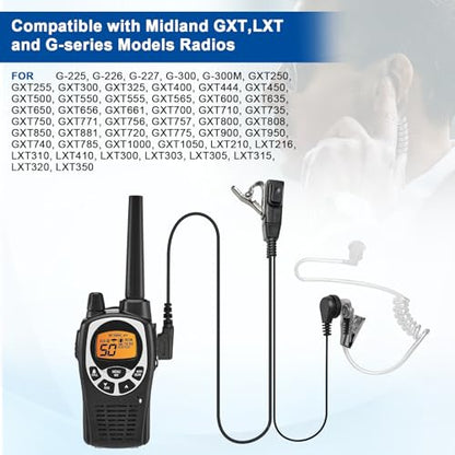 5 Pack AVPH3 Surveillance Earpiece with PTT/VOX Mic for Midland GTX1000