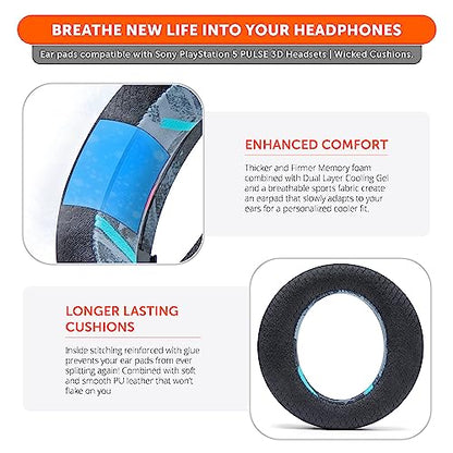 WC Freeze Pulse 3D - Cooling Gel Earpads for Sony PS5 Pulse 3D | Made by Wicked Cushions | Thicker Cushion & Wider Opening | 90's Black - color: 90's Black