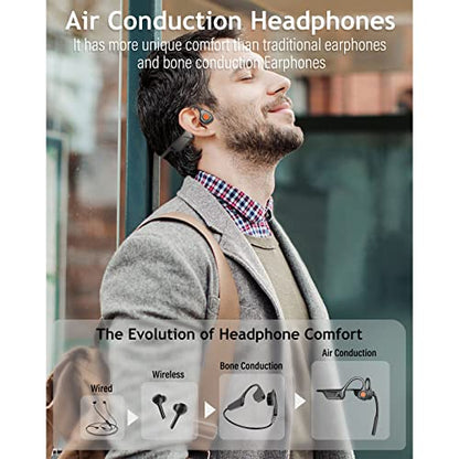 MONODEAL Bone Conduction Headphones with Mic,Open Ear Headphones Wireless Bluetooth 5.1/Mute Function/Multi-Point Capable,Air Conduction Headset with Noise Canceling Mic,for Driving Home Office | Bluetooth 5.1 Mute Function Multi-Point Capable Air Conduct