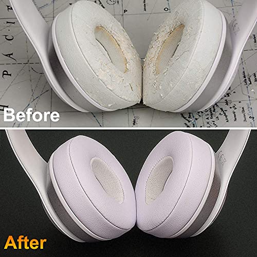 SoloWIT Earpads for Beats Solo 3 & Solo 2 On-Ear Headphones - White | Do Not Fit Beats (Studio Over-Ear, Solo HD, Solo 4) - color: White