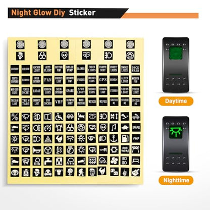 Nilight 4 Gang Rocker Switch Panel SPST On Off Toggle with DIY Label Sticker | 5PIN Electrical 12V/20A 24V/10A Aluminum Plate with Pre-Wired Jumper Wires for LED Light Bar RV Boats 4X4 Cars Green - color: Green, size: 4 Gang