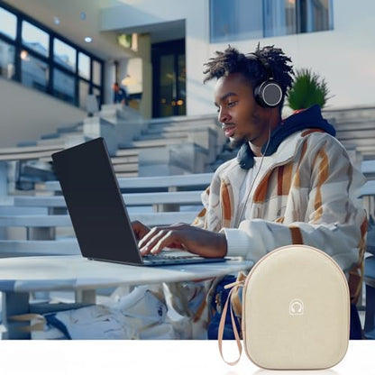 casmilee Hard Shell Headphone Case for Sony WH-CH520 and WH-1000XM4 - color: Beige