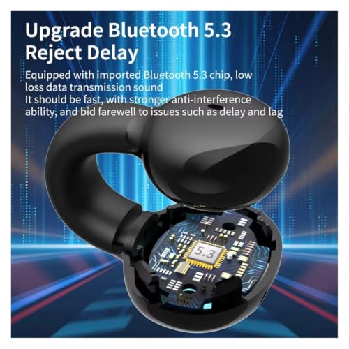 Bluetooth Earphone Single Ear Bone Conduction Earphone Clip Ear Music Noise Cancelling HD Call Sports Gaming Earphone(Single Black) - color: Single Black