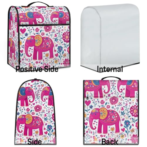 Stand Mixer Cover Compatible with KitchenAid Mixer 6/7/8 Quart with Pockets for Kitchen Aid Accessories and Attachments, Water-Resistant Quilted Polyester - color: Elephant