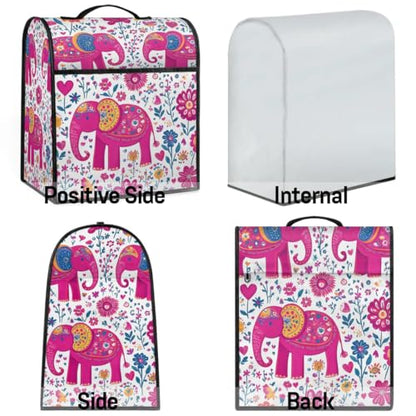 Stand Mixer Cover Compatible with KitchenAid Mixer 6/7/8 Quart with Pockets for Kitchen Aid Accessories and Attachments, Water-Resistant Quilted Polyester - color: Elephant