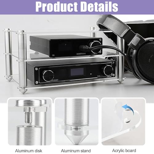 2 Layer HiFi Racks Desktop Audio Media Stand, Transparent Audio Video Tower, Acrylic Audio Component Rack Small Desk Shelf Organizer Stereo Tower(Transparent) - color: Transparent