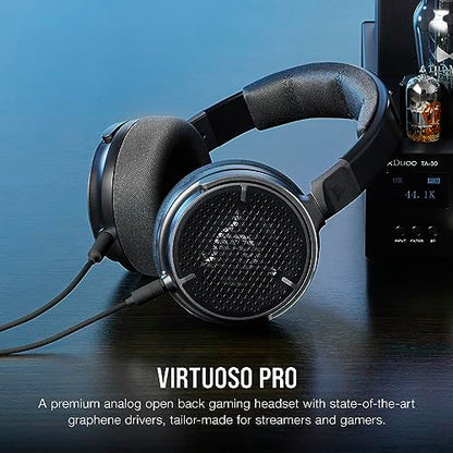 Corsair Virtuoso PRO Wired Open Back Gaming Headset - Detachable Uni-Directional Microphone - 50mm Graphene Drivers - 20Hz-40 kHz Frequency Response - Carbon - color: Carbon