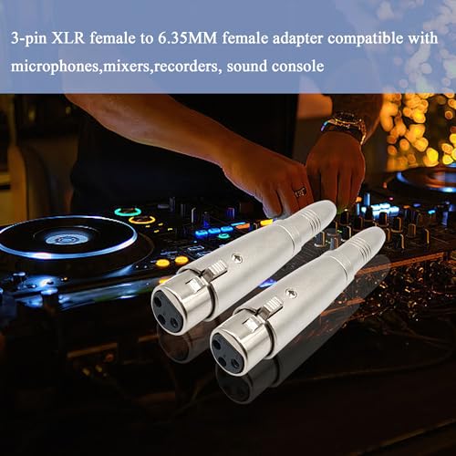 XLR to 1/4" Adapter 3PIN XLR Female to 6.35MM Female Connector Compatible with Microphone, Stereo, Mixer 2pcs - style: XLR Female to 6.35MM Female Adpapter