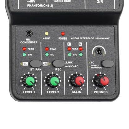 2 Channel Audio Mixer Bluetooth USB Sound Board Professional Mixer Audio Console Desk Dj Equipment Digital Mixer Sound Recording Studio Equipment for Professional Beginners