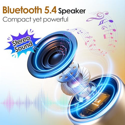 Mini Bluetooth Speaker, Portable Wireless Speakers, Noise Reduction Mic | 12H Battery Life, Metal Cover,TWS Pairing, Wireless Speaker with RGB Lights for Home/Travel/Outdoor/Car/Beach by Music Lovers - color: Gold