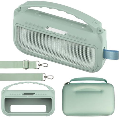 JCHPINE Silicone Cover and Carrying Case for Bose SoundLink Flex Speaker | Protective Cases with Handle and Shoulder Strap, Soft Silicone Cover and Hard Travel Case (Alpine Sage) - color: Alpine Sage Case
