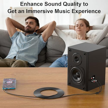 J&D 3.5mm to RCA Cable, Gold-Plated 3.5mm Male to 2RCA Male Stereo Audio Adapter, Heavy Duty Shielded Aux Cable for Home Theater, Speakers, Turntable, TV, Soundbar, 1 Feet - size: 1 Feet