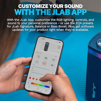 JLab, JBuds Party, Portable Bluetooth Speaker, Waterproof, RGB Lighting, Multi-Speaker Connect, Navy - color: Navy
