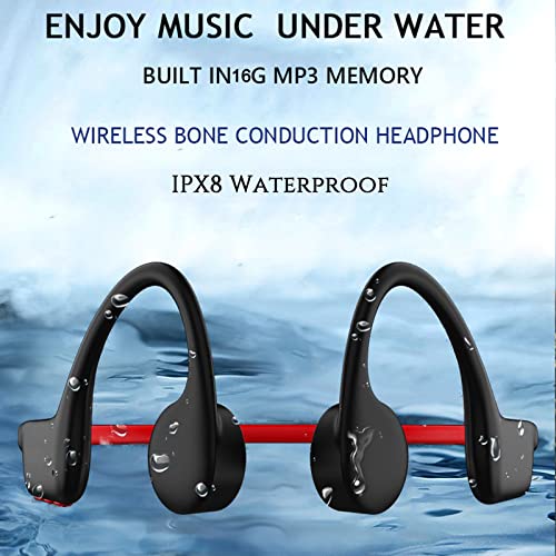 Waterproof Bone Conduction Bluetooth Headphones Ultralight Swimming Headphones IP68 Waterproof Bluetooth 5.3 Open Ear Wireless Sports Headset with MP3 Play 16G Memory for Running Swimming (Black)