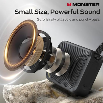 Monster S360 Portable Bluetooth Speaker, IPX7 Waterproof, Bluetooth 6.0, 20H Playtime, Powerful Stereo Sound, Support TF Card, Clear Hands-Free Calling Speaker for Home, Outdoors and Travel