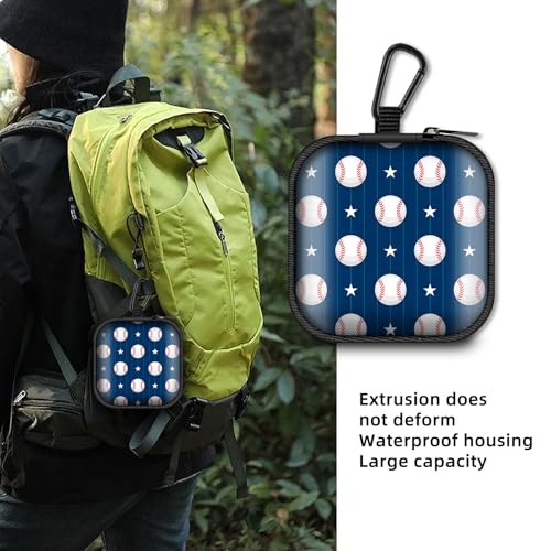 Square Data Cable Earbud Charger Coin Storage Bag Shockproof and Drop-Proof EVA Material Compatible with AirPod(Baseball) - color: Baseball